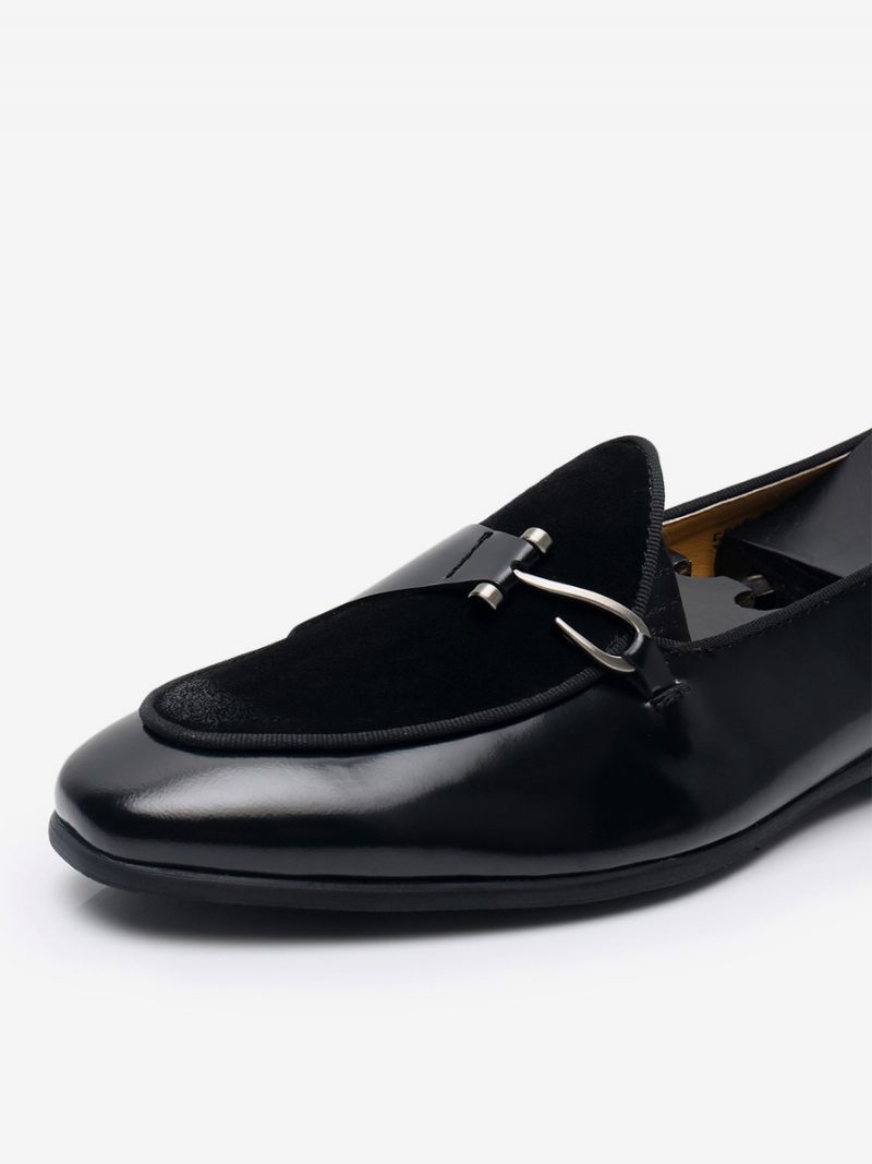 Mne's Cowhide Slip-on Loafer Chaussures Mariage Pour Hommes - Noir