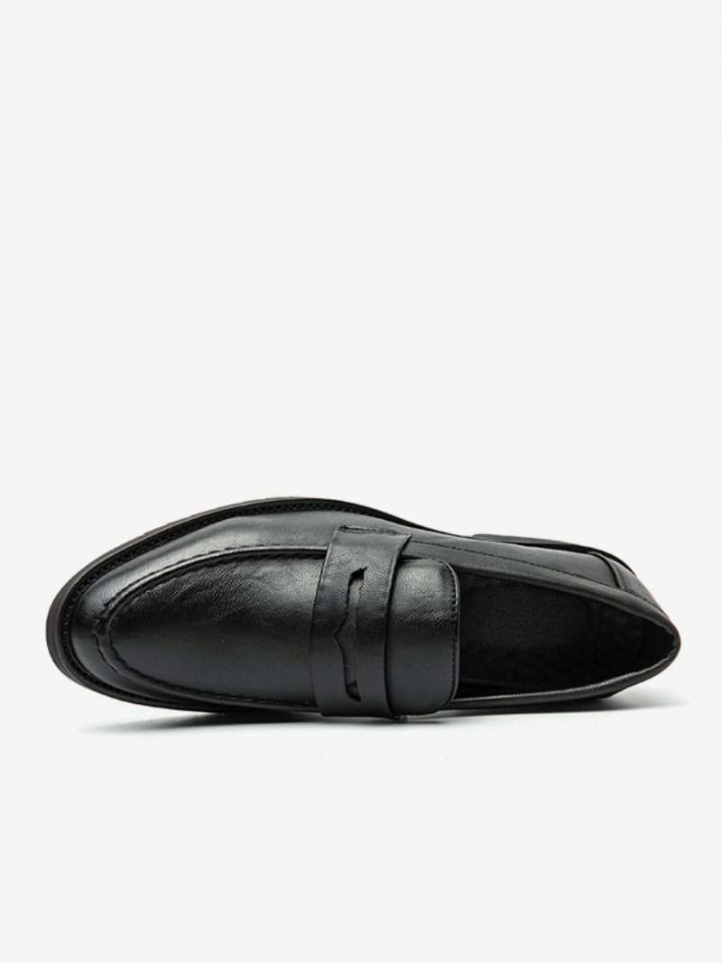 Mocassins Bal Pour Hommes À Enfiler Bout Rond Cuir Pu - Noir