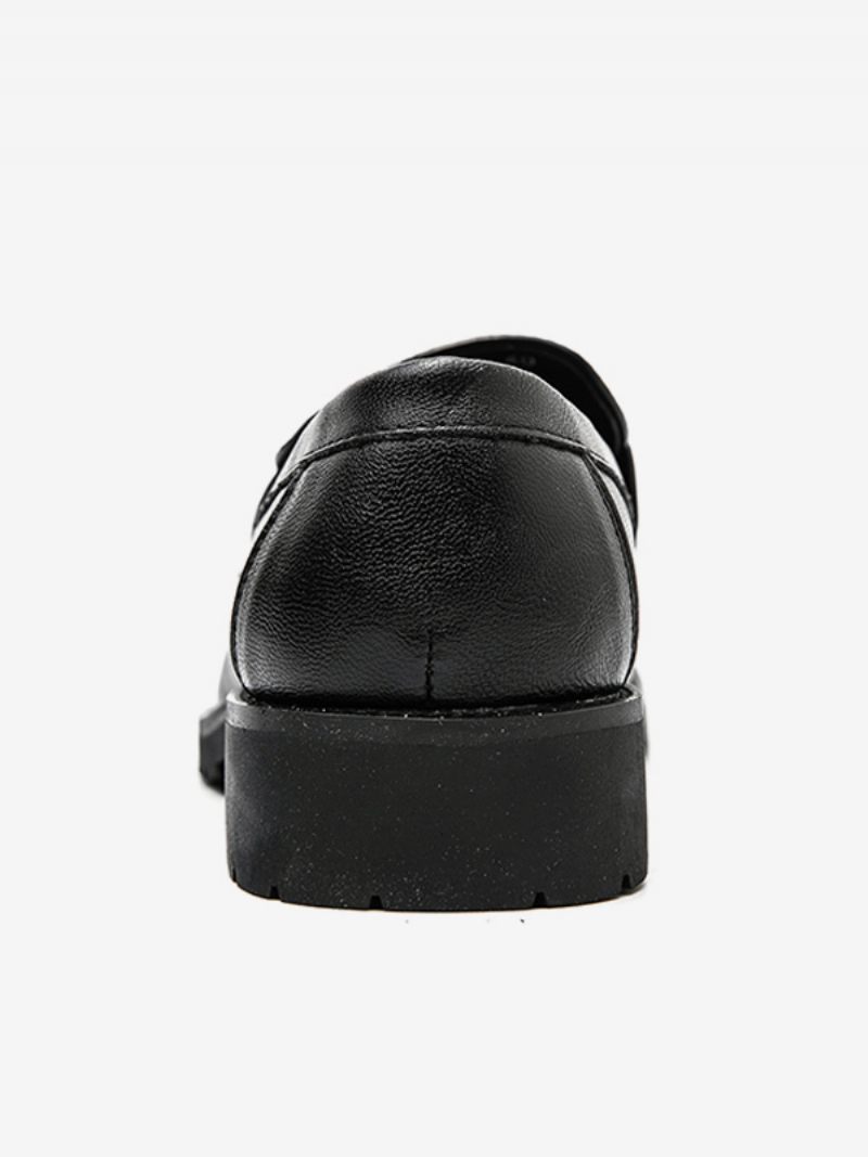 Mocassins Bal Pour Hommes À Enfiler Bout Rond Cuir Pu - Noir