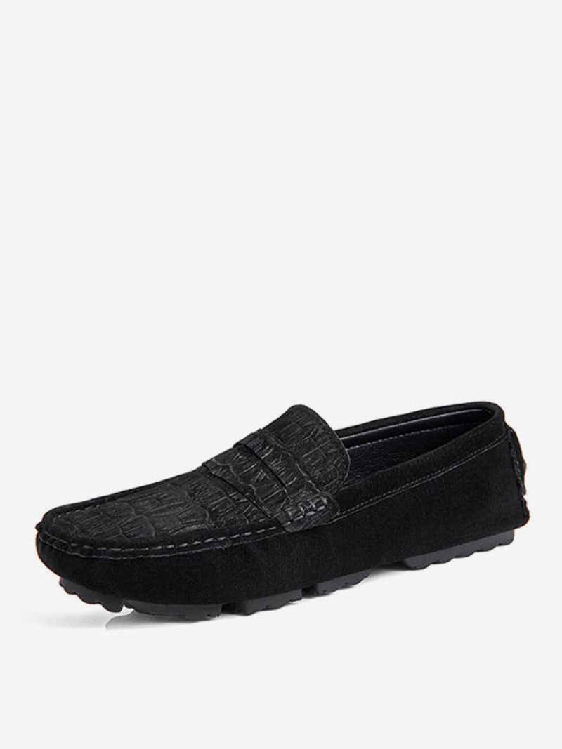 Mocassins Conduite À Pampilles Alligator Pour Hommes - Noir Argent