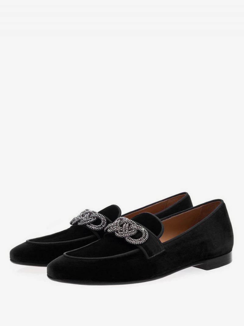 Mocassins Cuir Suédé Avec Détails Métalliques Pour Hommes Chaussures Bal À Enfiler Mariage