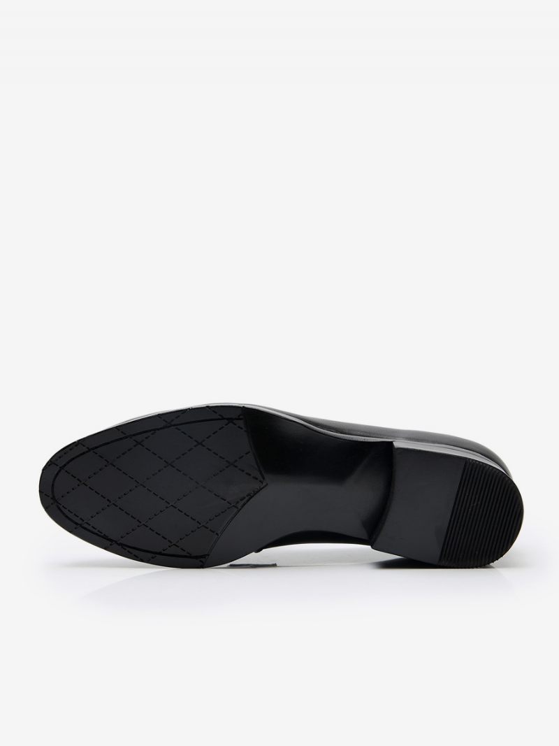 Mocassins Cuir Vache À Bout Rond Pour Hommes Chaussures Bal Promo Mariage - Noir