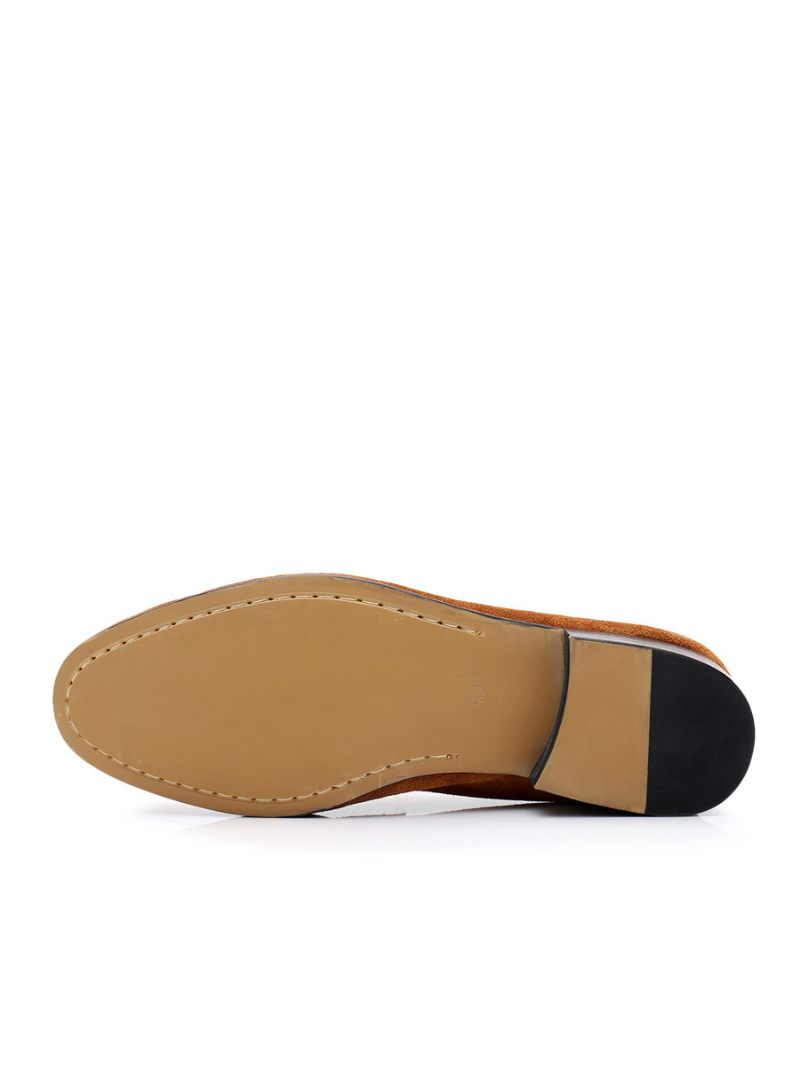 Mocassins Cuir Vache Pour Hommes Chaussures Bal Promo À Enfiler - Café Marron