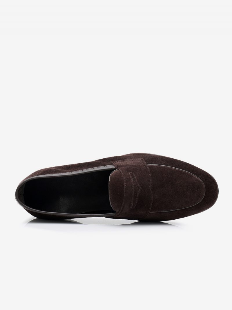 Mocassins Cuir Vache Pour Hommes Chaussures Bal Promo À Enfiler - Chocolat