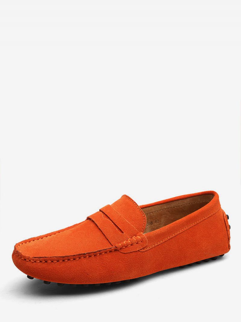 Mocassins Daim Pour Hommes Chaussures Conduite À Enfiler - Orange