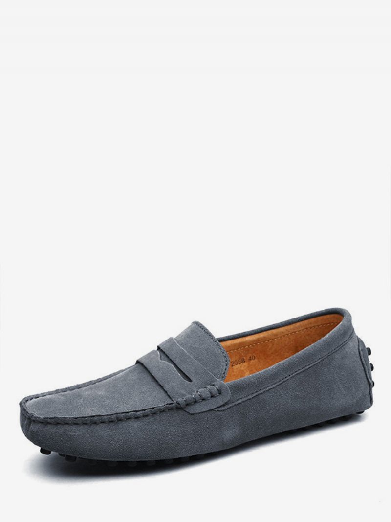 Mocassins Daim Pour Hommes Chaussures Conduite À Enfiler - Gris