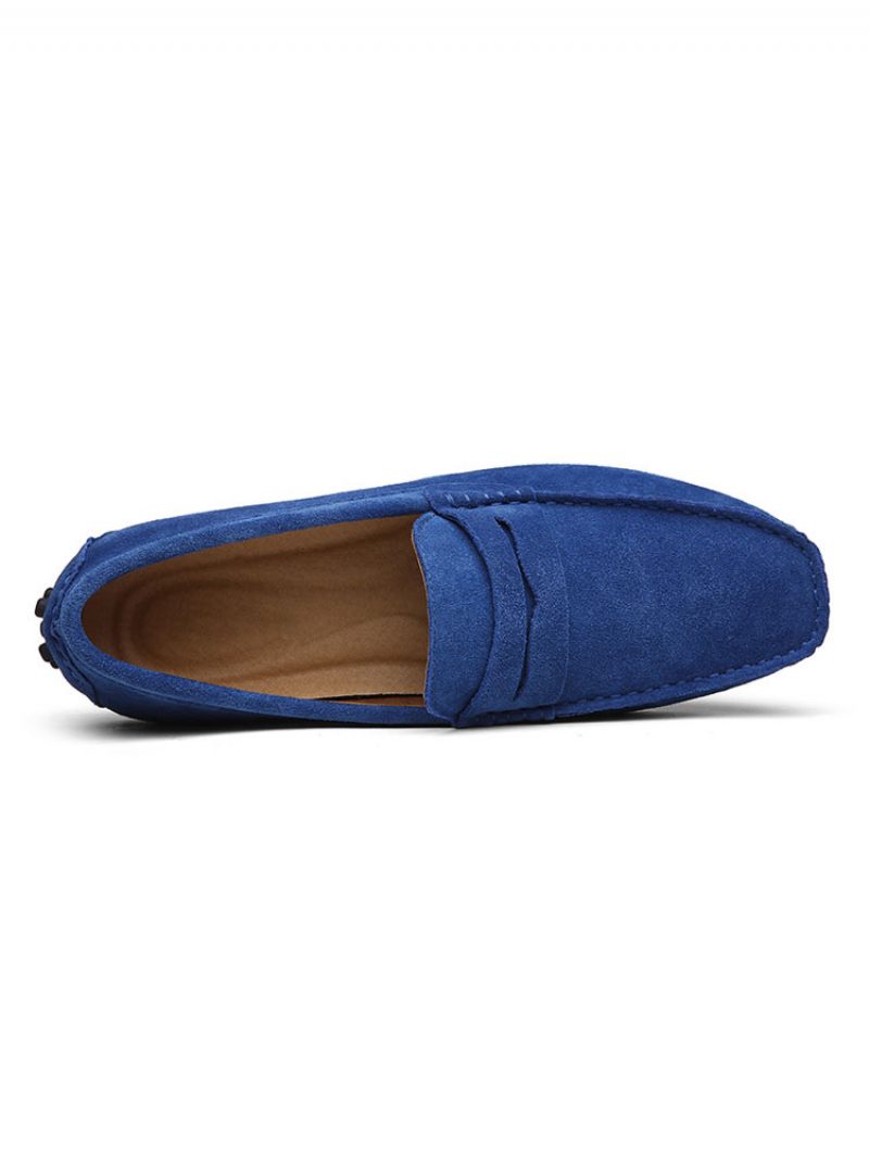 Mocassins Daim Pour Hommes Chaussures Conduite À Enfiler - Bleu