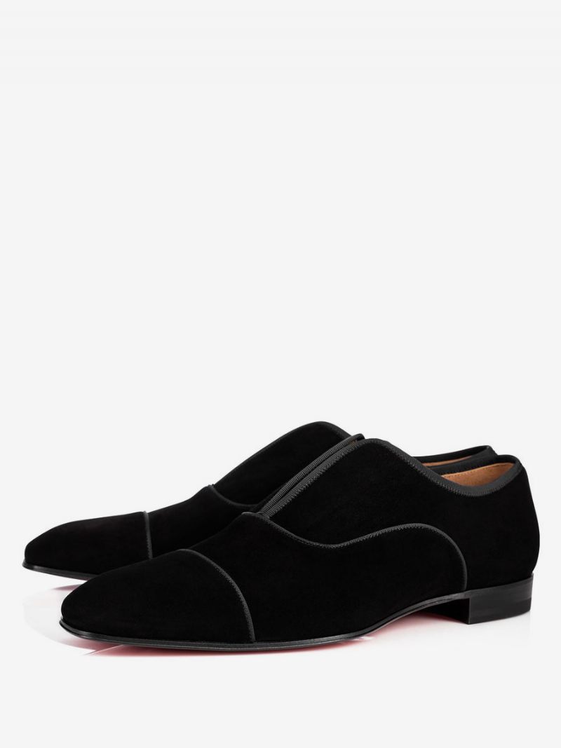 Mocassins Daim Noir Pour Hommes Chaussures Bal Mariage Robe À Enfiler