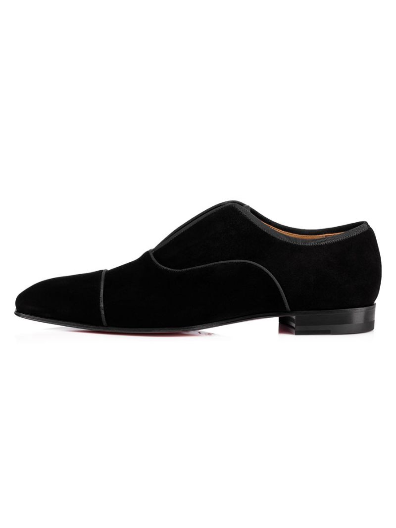 Mocassins Daim Noir Pour Hommes Chaussures Bal Mariage Robe À Enfiler - Noir