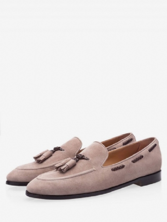 Mocassins Daim Rose Pour Hommes Chaussures Mariage Décontractées À Enfiler Avec Pompon