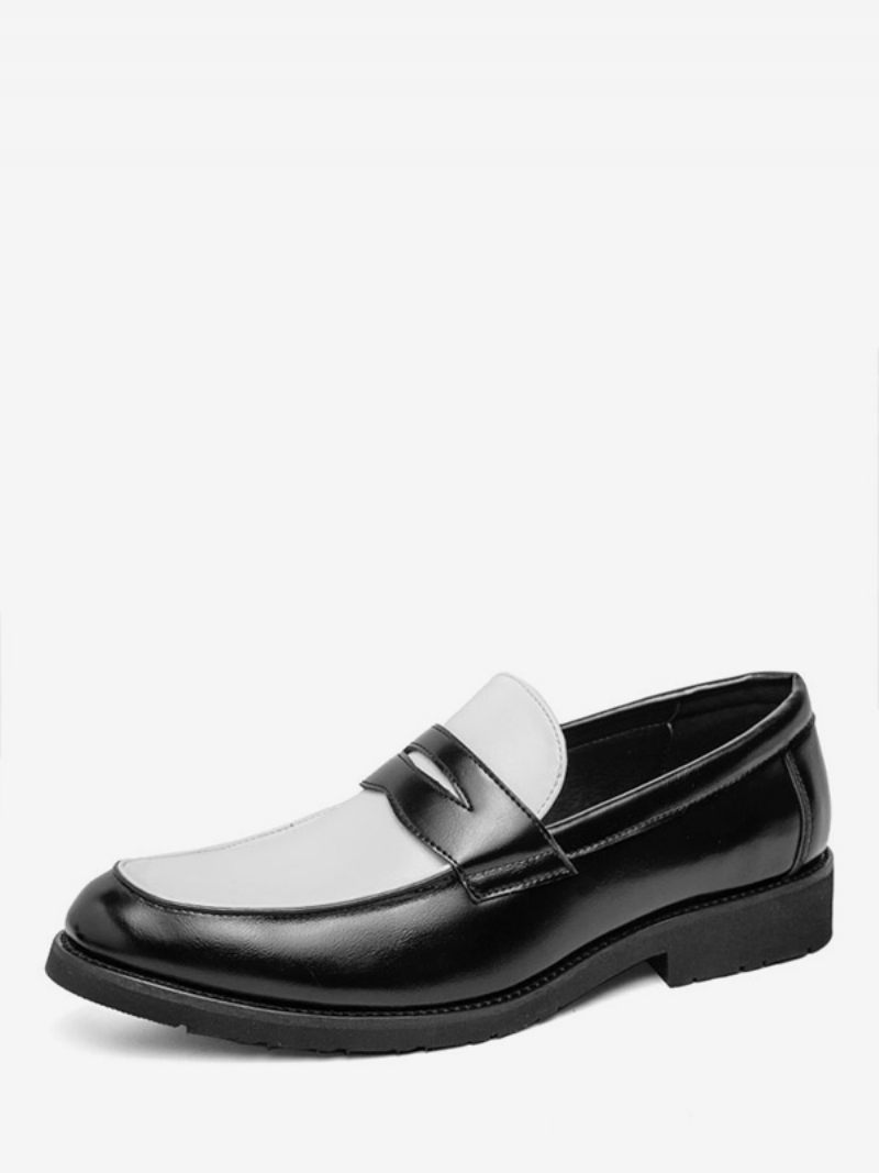 Mocassins À Enfiler Bout Rond Pour Hommes Bal Fin D'année Mariage - Noir