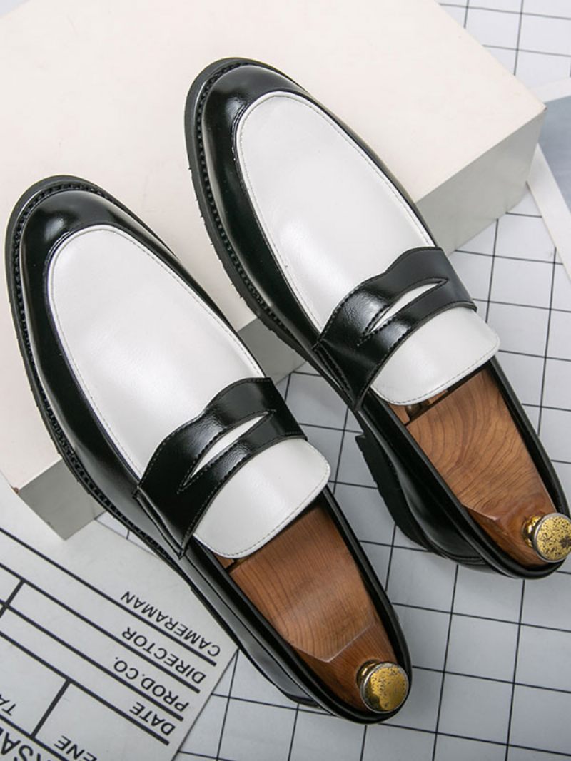 Mocassins À Enfiler Bout Rond Pour Hommes Bal Fin D'année Mariage - Noir