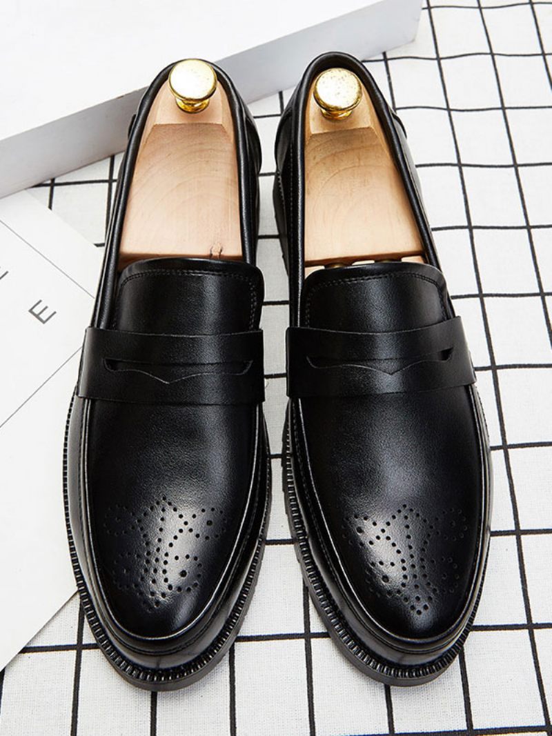 Mocassins À Enfiler Brogues Penny Pour Hommes - Noir