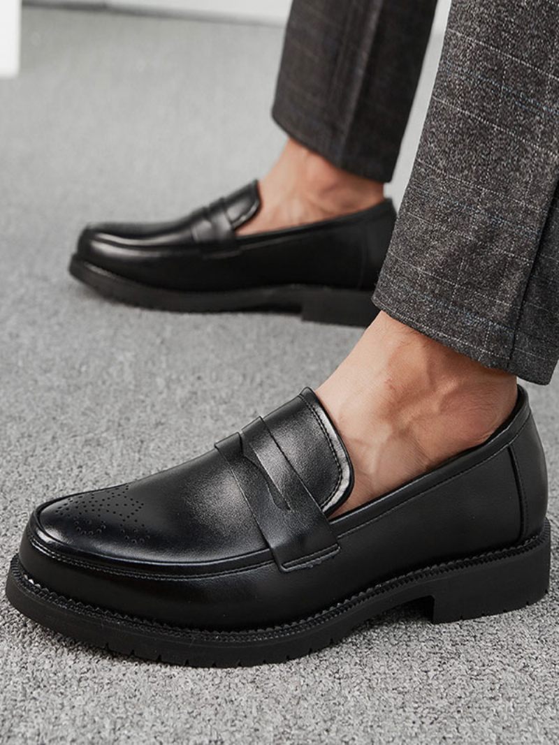 Mocassins À Enfiler Brogues Penny Pour Hommes - Noir