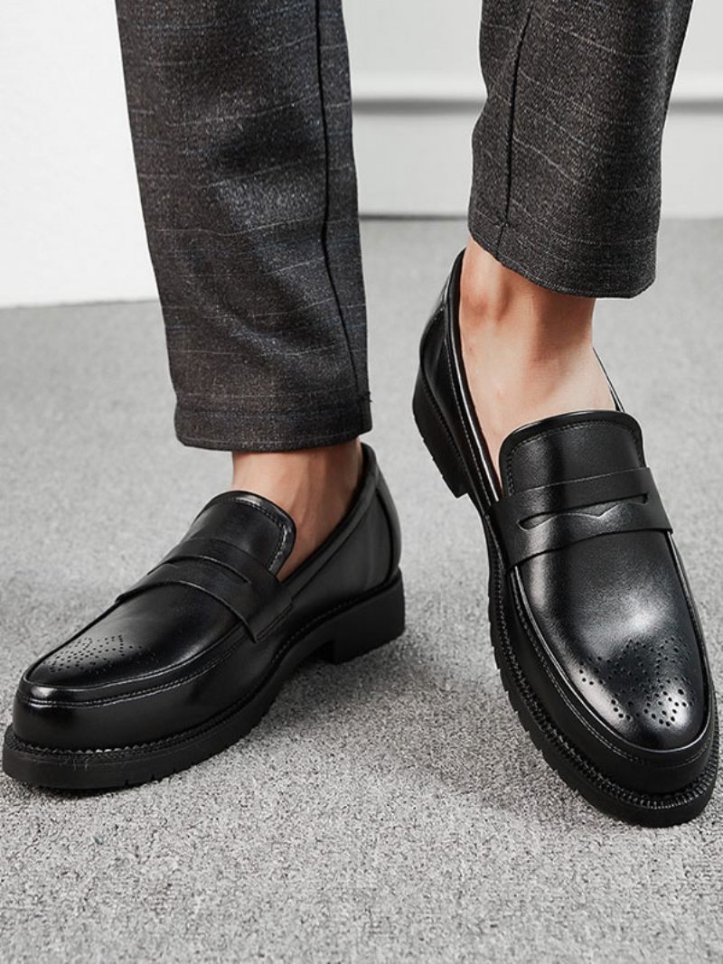 Mocassins À Enfiler Brogues Penny Pour Hommes - Noir