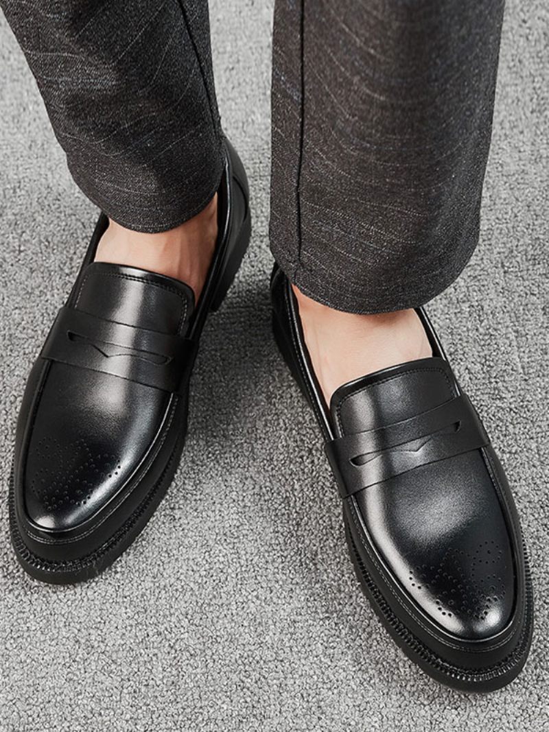 Mocassins À Enfiler Brogues Penny Pour Hommes - Noir