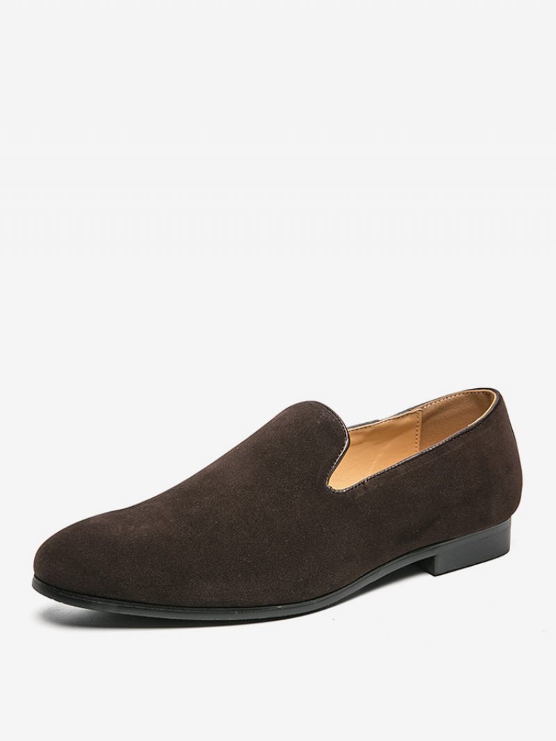 Mocassins À Enfiler Cuir Pu Pour Hommes - Café Marron