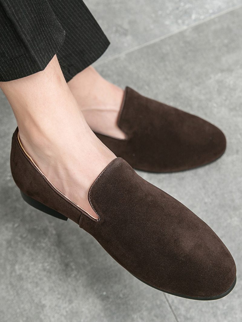 Mocassins À Enfiler Cuir Pu Pour Hommes - Café Marron