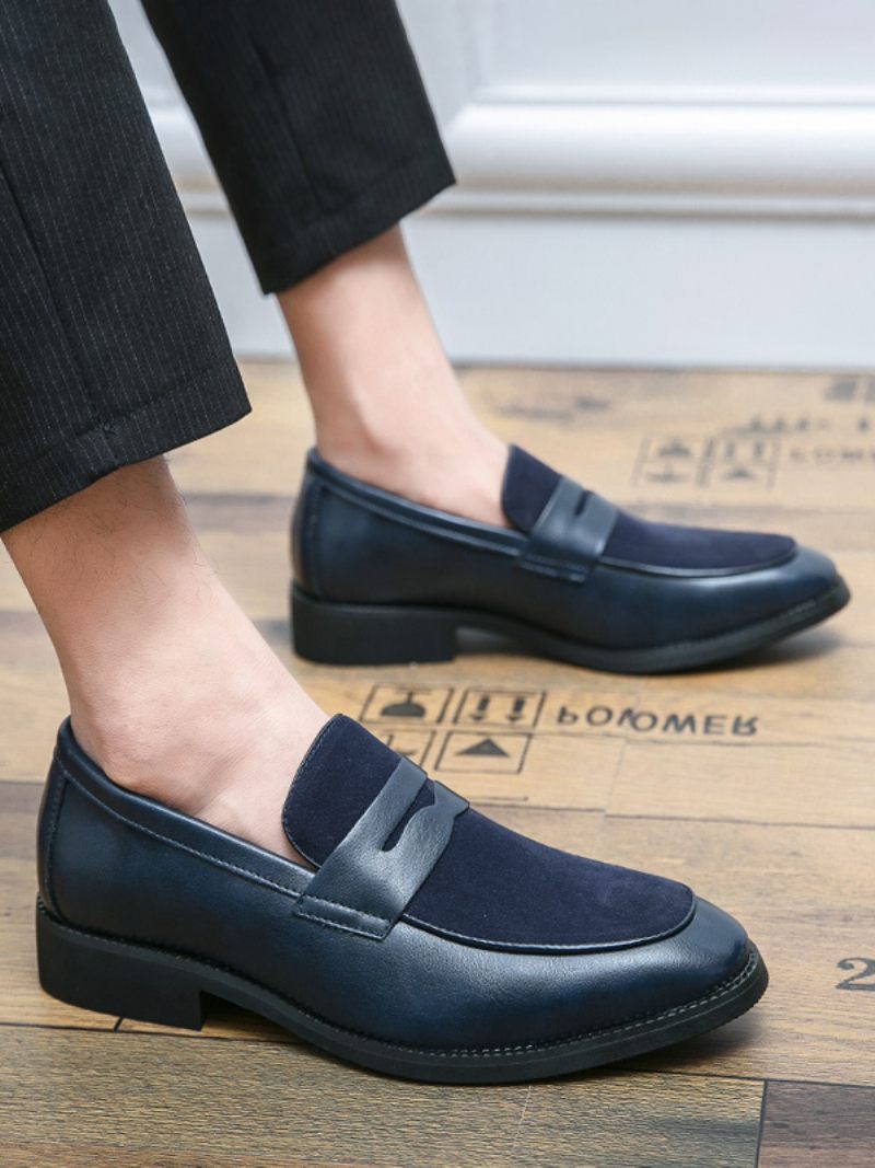 Mocassins À Enfiler Cuir Pu Pour Hommes - Bleu