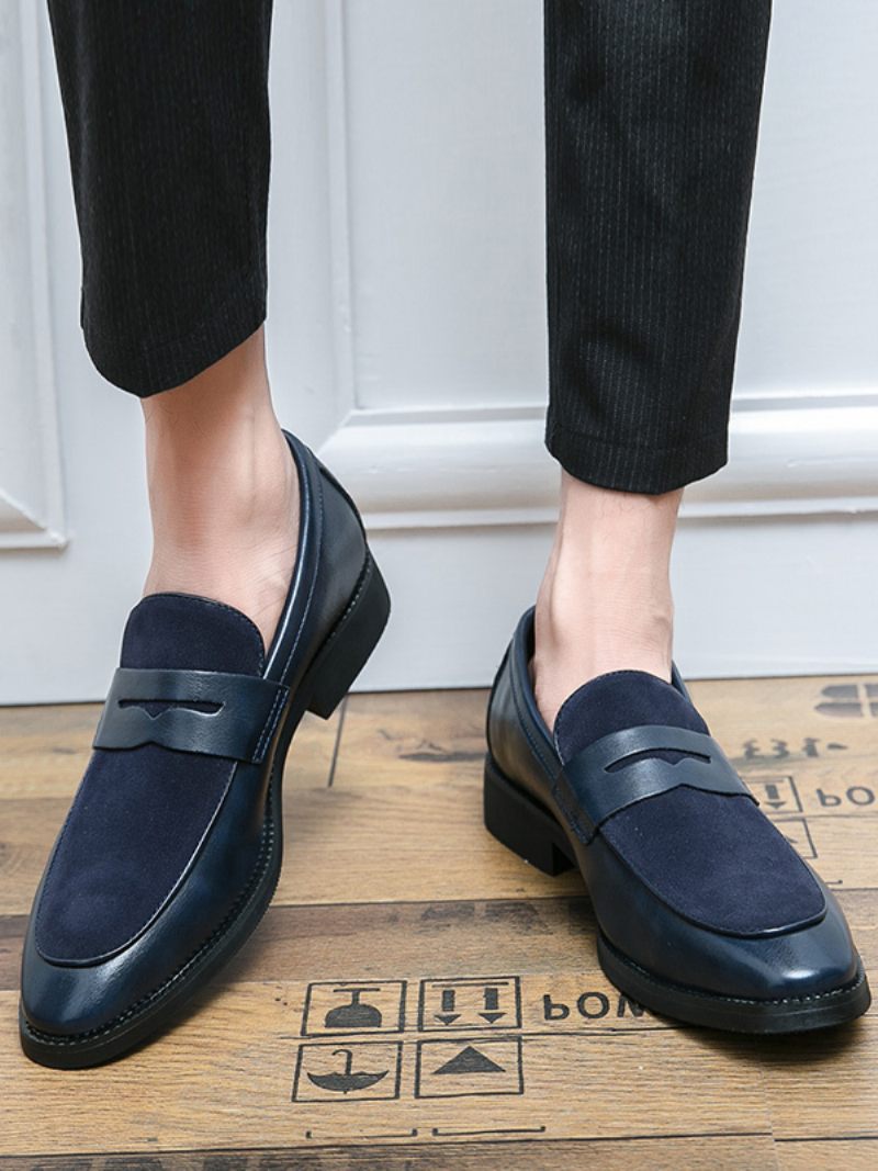 Mocassins À Enfiler Cuir Pu Pour Hommes - Bleu