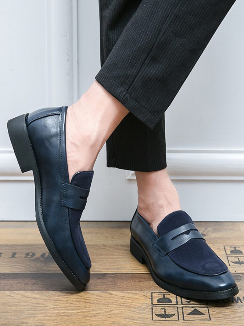 Mocassins À Enfiler Cuir Pu Pour Hommes - Bleu