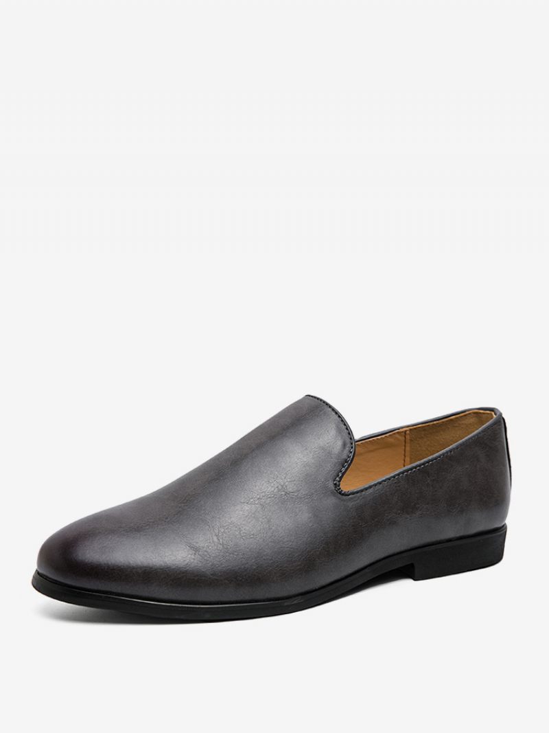 Mocassins À Enfiler Cuir Pu Pour Hommes - Gris