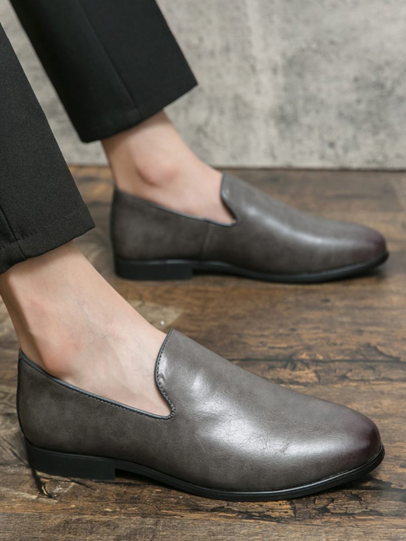 Mocassins À Enfiler Cuir Pu Pour Hommes - Gris