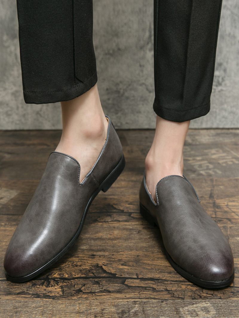 Mocassins À Enfiler Cuir Pu Pour Hommes - Gris