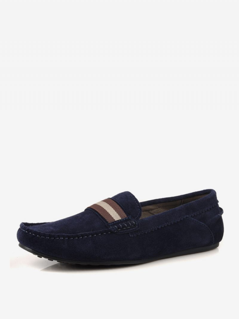 Mocassins À Enfiler Cuir Vache Pour Hommes - Bleu Profond