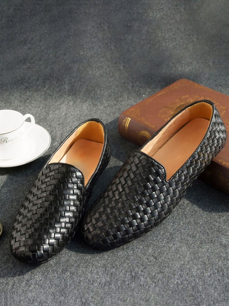 Mocassins À Enfiler Cuir Vache Pour Hommes - Noir