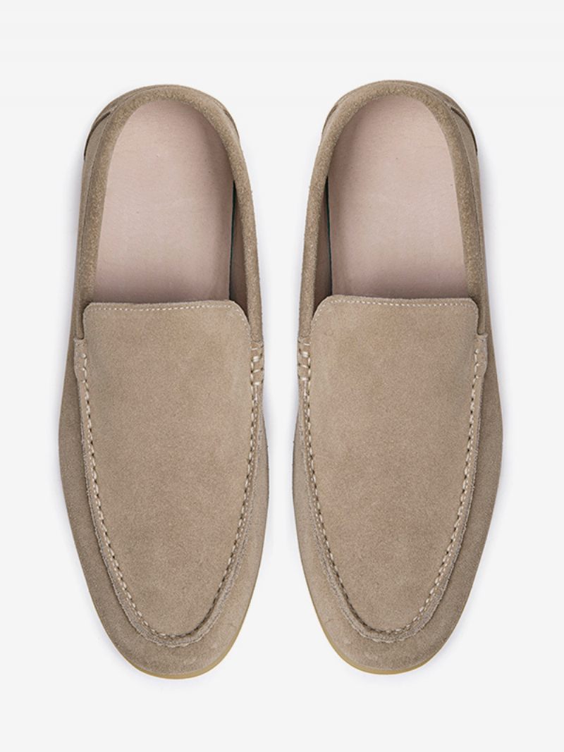 Mocassins À Enfiler Cuir Vache Pour Hommes - Jaune Clair