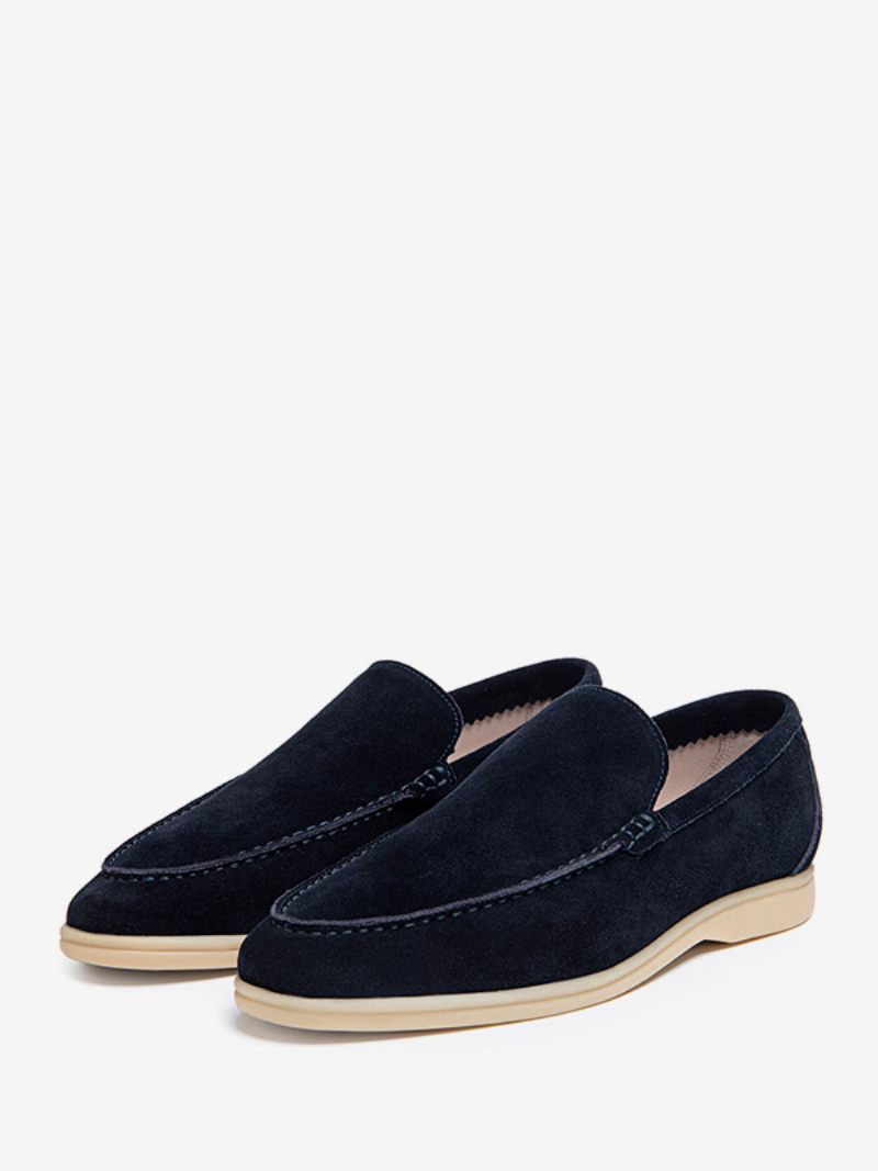 Mocassins À Enfiler Cuir Vache Pour Hommes - Bleu Profond