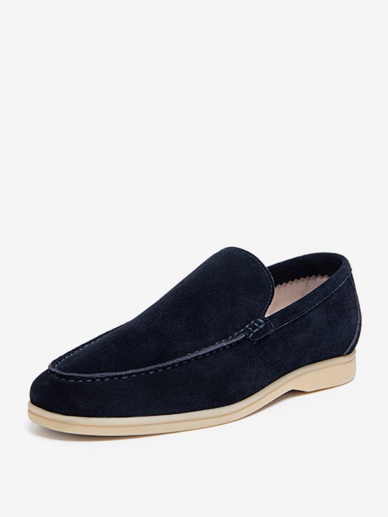 Mocassins À Enfiler Cuir Vache Pour Hommes - Bleu Profond