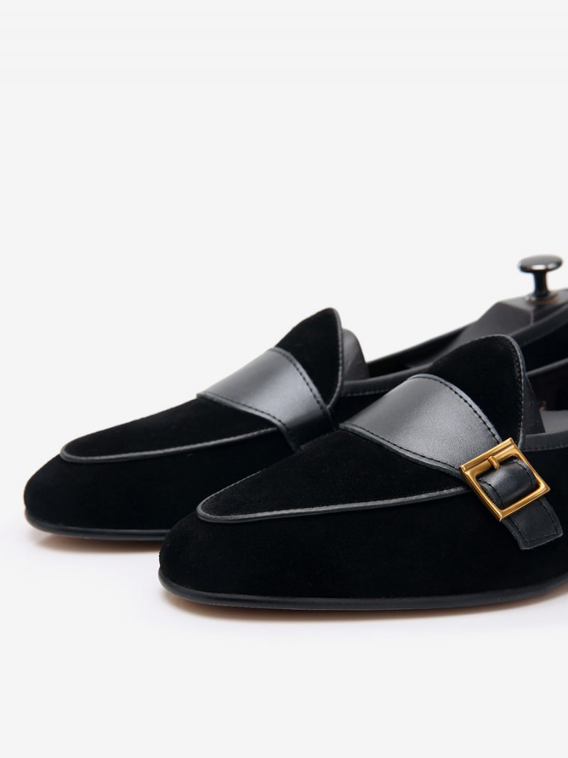 Mocassins À Enfiler Cuir Vache Pour Hommes Chaussures Bal Mariage - Noir