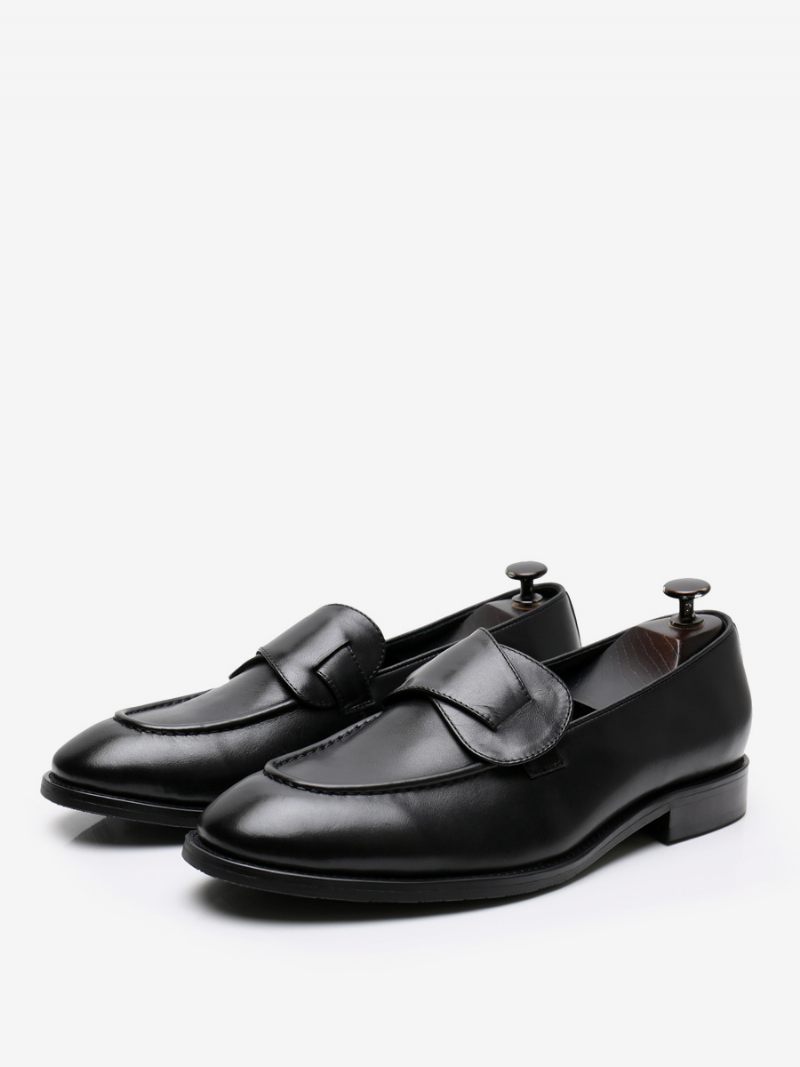 Mocassins À Enfiler Cuir Vache Pour Hommes Chaussures Bal Promo Daim - Noir