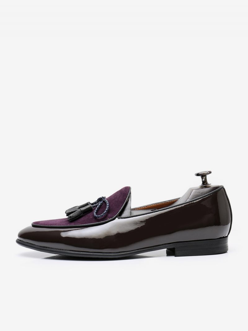 Mocassins À Enfiler Peau Vache Pour Hommes Chaussures Bal Promo Et Mariage - Violet