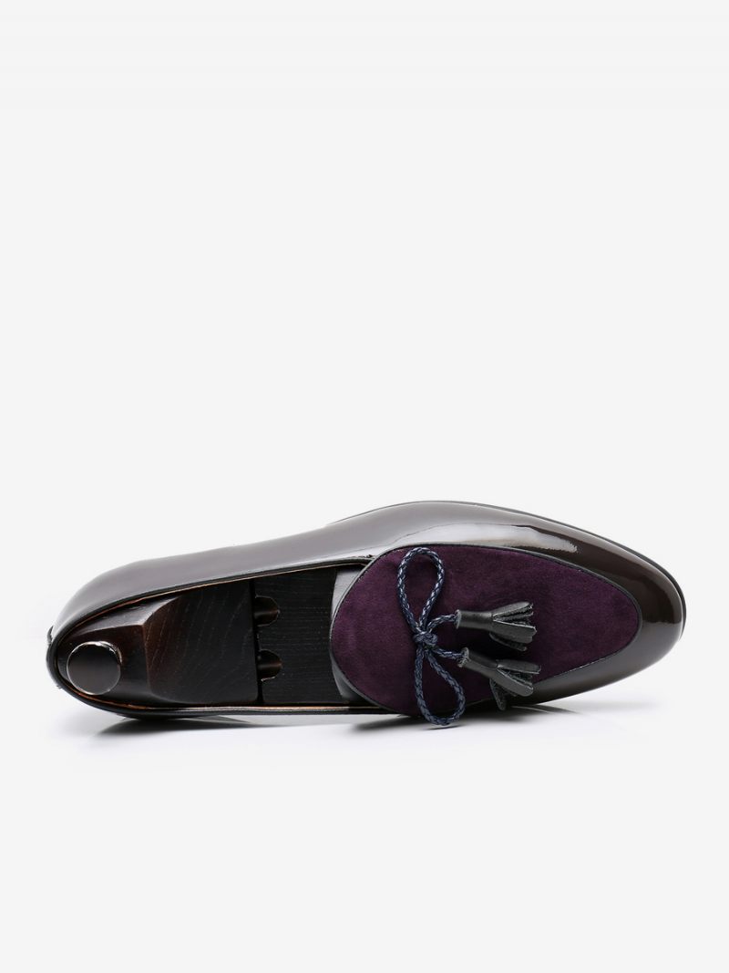 Mocassins À Enfiler Peau Vache Pour Hommes Chaussures Bal Promo Et Mariage - Violet