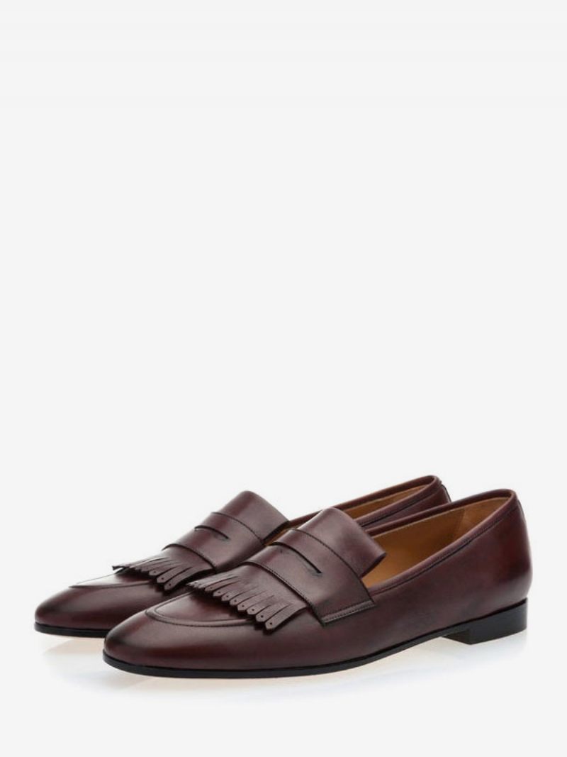 Mocassins À Franges Pour Hommes Chaussures Bal Fête Mariage - Chocolat