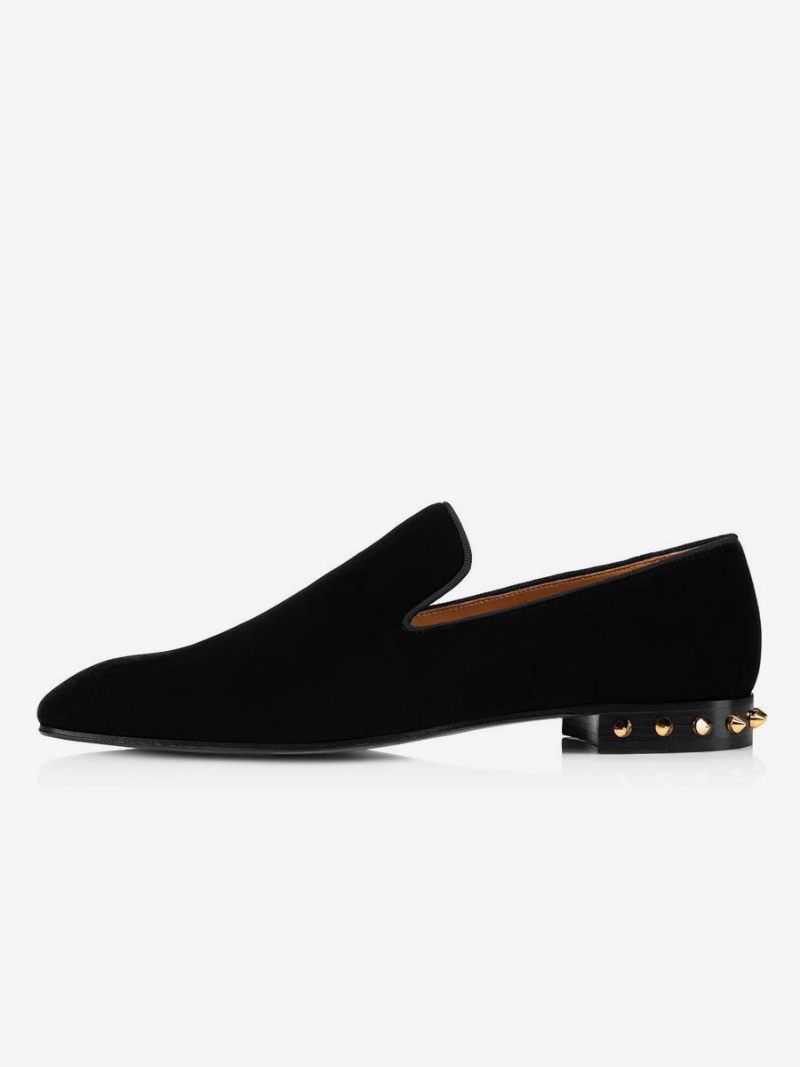 Mocassins Habillés À Talons Pointus Pour Hommes Enfiler Chaussures Mariage Noires - Noir