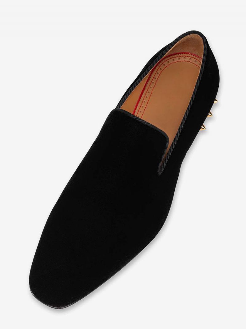 Mocassins Habillés À Talons Pointus Pour Hommes Enfiler Chaussures Mariage Noires - Noir