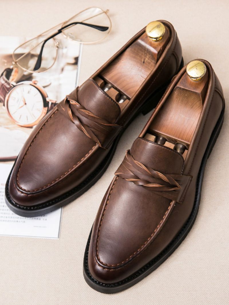 Mocassins Habillés Végétaliens Pour Hommes - Marron Café