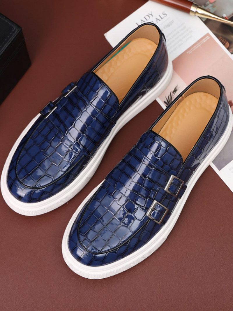 Mocassins Pour Hommes Avec Bracelet Cuir Pu - Bleu