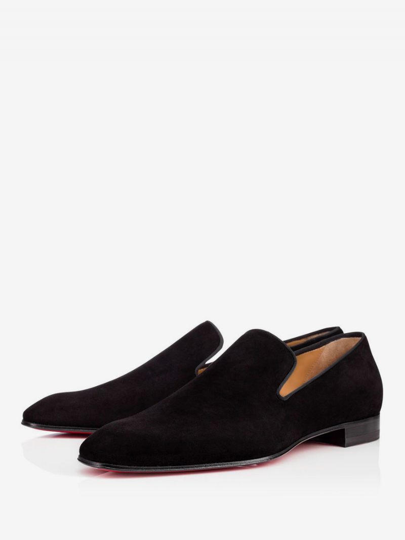 Mocassins Pour Hommes Chaussures Bal Mariage À Enfiler Bout Carré Cuir Suédé