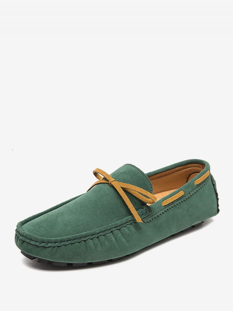 Mocassins Pour Hommes Chaussures Conduite À Enfiler Daim - Vert Herbe