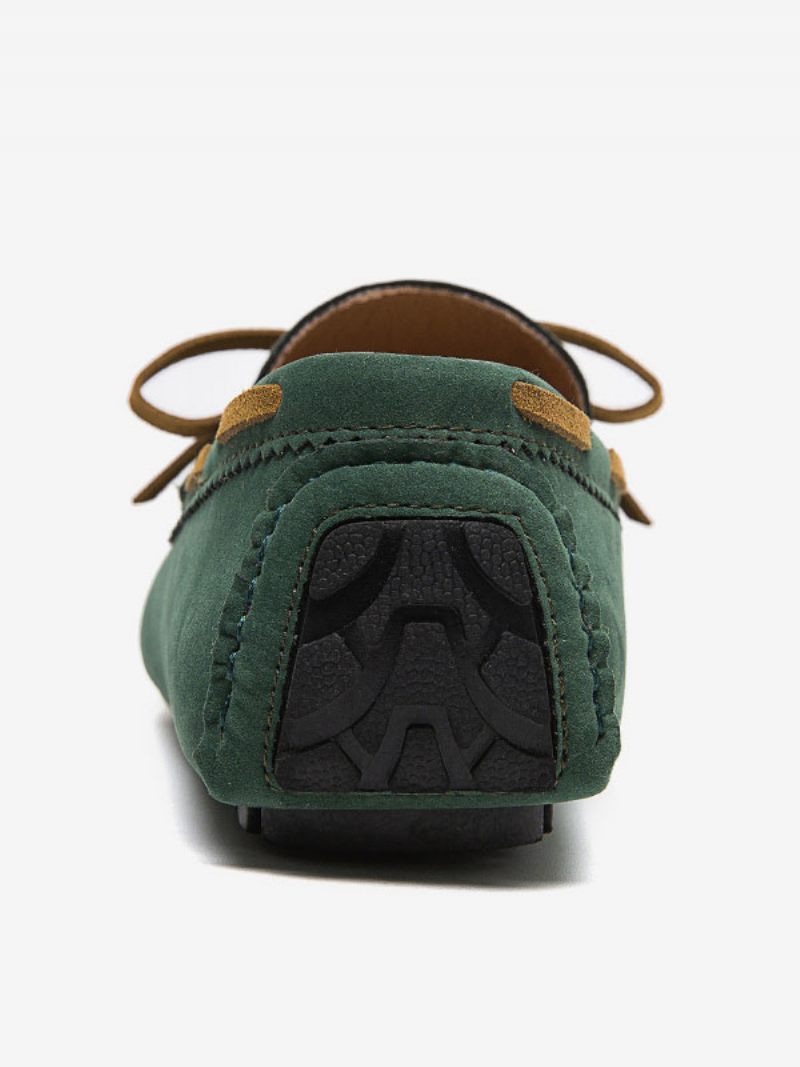 Mocassins Pour Hommes Chaussures Conduite À Enfiler Daim - Vert Herbe