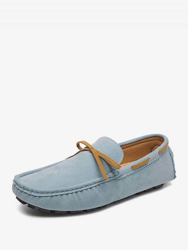 Mocassins Pour Hommes Chaussures Conduite À Enfiler Daim - Bleu Ciel Clair