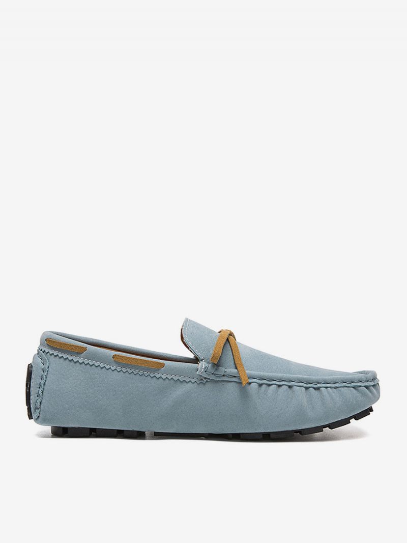 Mocassins Pour Hommes Chaussures Conduite À Enfiler Daim - Bleu Ciel Clair