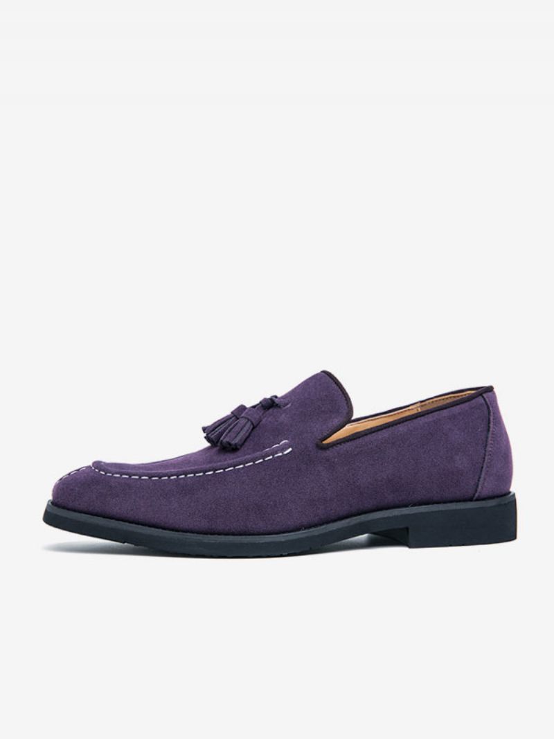 Mocassins Pour Hommes Cuir Pu Avec Sangle Moine Chaussures Bal À Enfiler - Violet