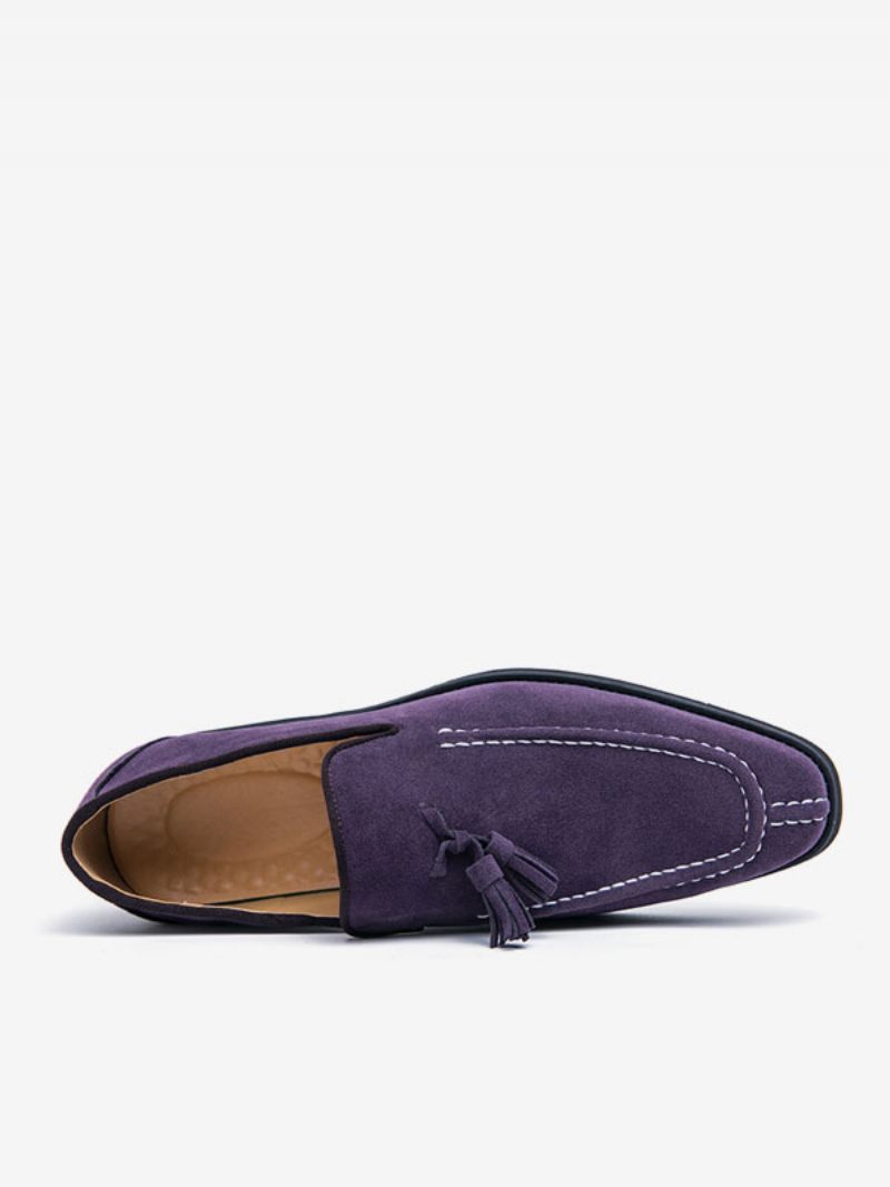 Mocassins Pour Hommes Cuir Pu Avec Sangle Moine Chaussures Bal À Enfiler - Violet