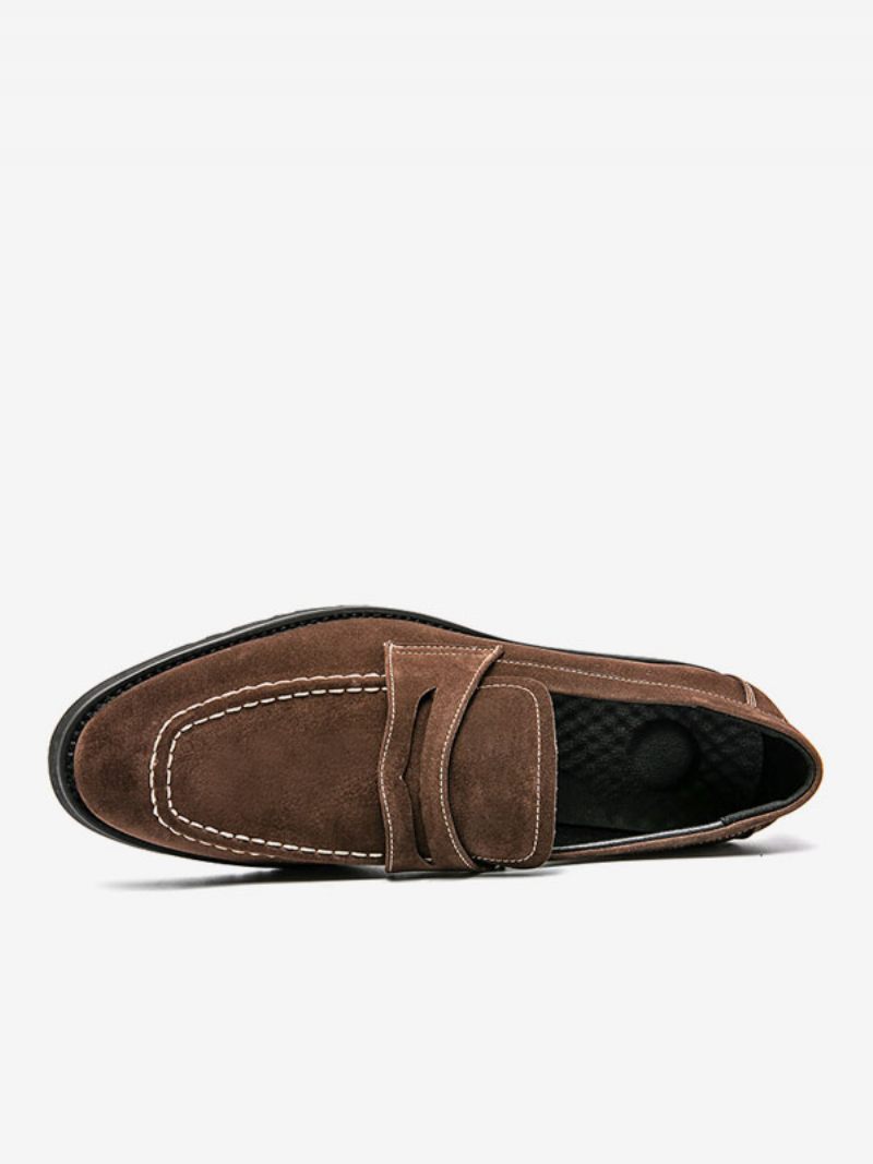 Mocassins Pour Hommes Cuir Pu Avec Sangle Moine Chaussures Bal À Enfiler - Marron Café